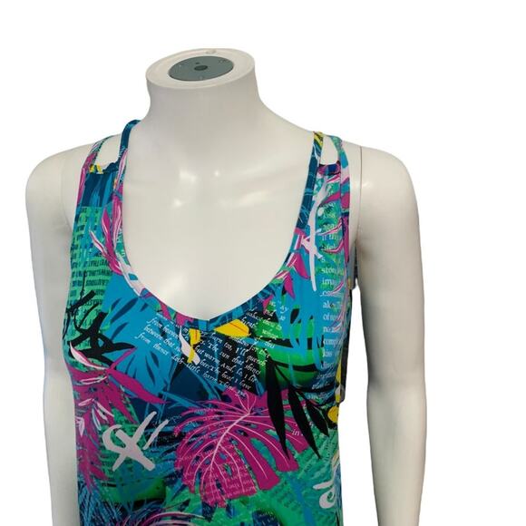 Blue Tropical Print Bodycon Midi Dress V neck Floral Plus Size - Picture 4 of 15